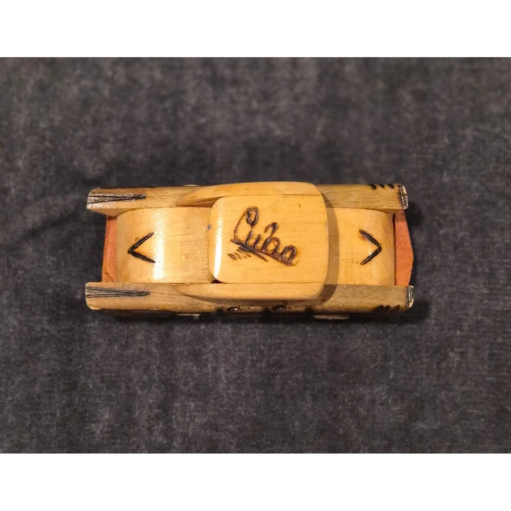 Handmade Wooden Cuba Classic Car Model Vintage Havana Souvenir Folk Art 4 Inch